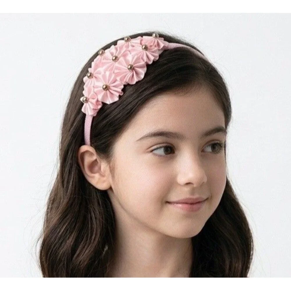 New Girls Pink Hairband head bands embellished handmade - Picture 1 of 16